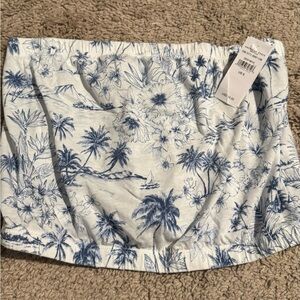 American Eagle Outfitters White and Blue High Waist tube top